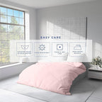 Kotton Culture 3 Pc King Size Duvet Cover Set- 100% Egyptian Cotton Sateen 600 Thread Count Ultra Soft Premium Durable Comforter Cover Zipper Closure & Corner Ties (Pink Blush, King 102"x94")