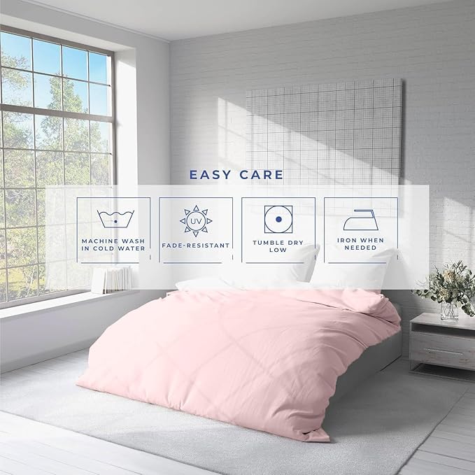 Kotton Culture 3 Pc King Size Duvet Cover Set- 100% Egyptian Cotton Sateen 600 Thread Count Ultra Soft Premium Durable Comforter Cover Zipper Closure & Corner Ties (Pink Blush, King 102"x94")