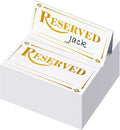 300 Pcs Paper Table Reserved Sign with Name Line Reserved Seating Signs Bulk Double Sided Signs for Reserving Seats Restaurant Wedding Reception Church Board Business Meeting (White Gold)