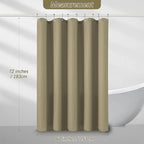 Taupe Fabric Shower Curtain for Bathroom Stall, 60 inche Waffle Weave Machine Washable Waterproof 256GSM Heavy Duty Weighted Bath Curtain Set with 10 Metal Hooks, 60Wx72H