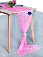 MDS Halloween Chiffon Table Runner - 12 Pack, 29 x 170 Inches, 14ft Each - Sheer Spooky Table Runners for Haunted House Parties, Trick-or-Treat Tables, Witchy Décor, Wedding & Events - Bubblegum Pink