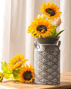 Vintage Galvanized Metal Milk Can, Farmhouse Decorative Flower Vase, Rustic French Country Milk Jug for Home Decor,10.6''H…
