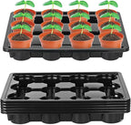 Sckee 12 Cell Round Nursery Pots Trays, Flower Pot Moving Tray, Nursery Pot Tray Plastic Planting Pot Carrying Trays for Moving Nursery Pot (17.2"×13.2"×2.5", 5PCS for 4'' Pots)