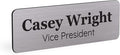 ExcelMark Custom Name Tag - Engraved Name Badge with Pin or Magnetic Backing, 16 Colors, 6 Fonts, and 2 Sizes to Choose from (Silver w/Black Letters, 1"x 3")