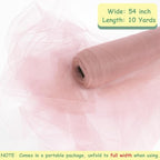 Tulle Fabric Rolls, 54 Inch by 10 Yards (30 ft) Tulle Ribbon for Wedding Party Decoration Sheer Fabric Spool Bolt, Ceiling Decor, Tutu Skirt, Christmas Gift Wrapping, Soft & Drape (Dusty Rose)