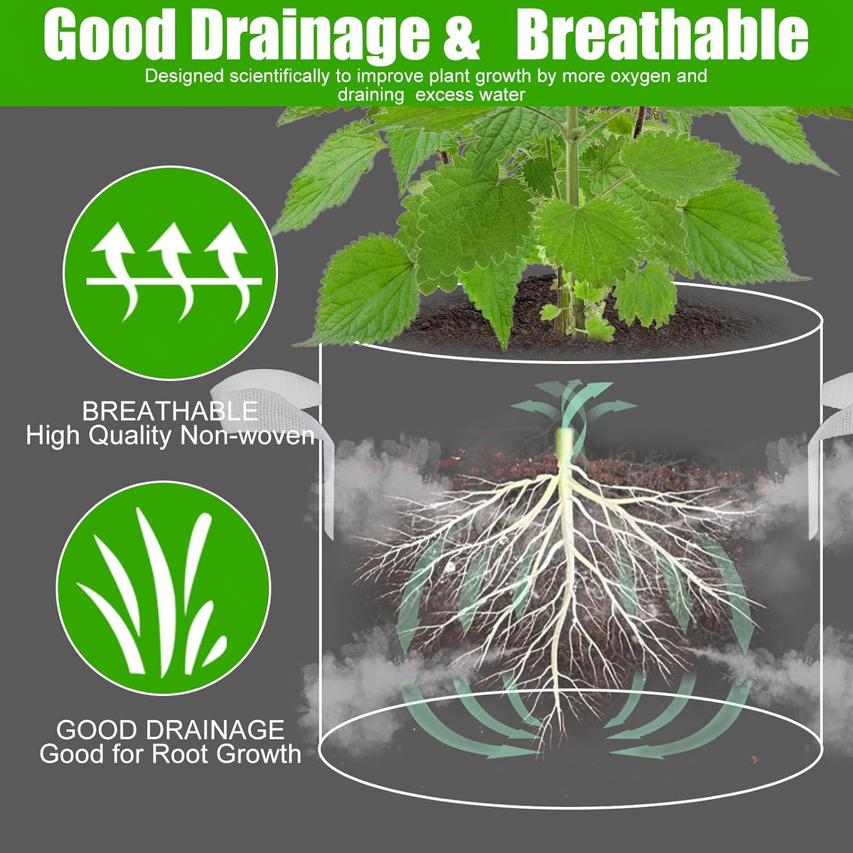 6-Pack Fabric Grow Bags 5 Gallon – Colorful 300G Thickened Nonwoven Planter Pots with Sturdy Handles, Breathable Garden Bags for Vegetables, Potato, Flowers