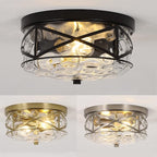 2-Light Flush Mount Ceiling Light Farmhouse Kitchen Island Ceiling Light with Bubble Glass Close to Ceiling Light Fixture for Living Room Bedroom Foyer Hallway