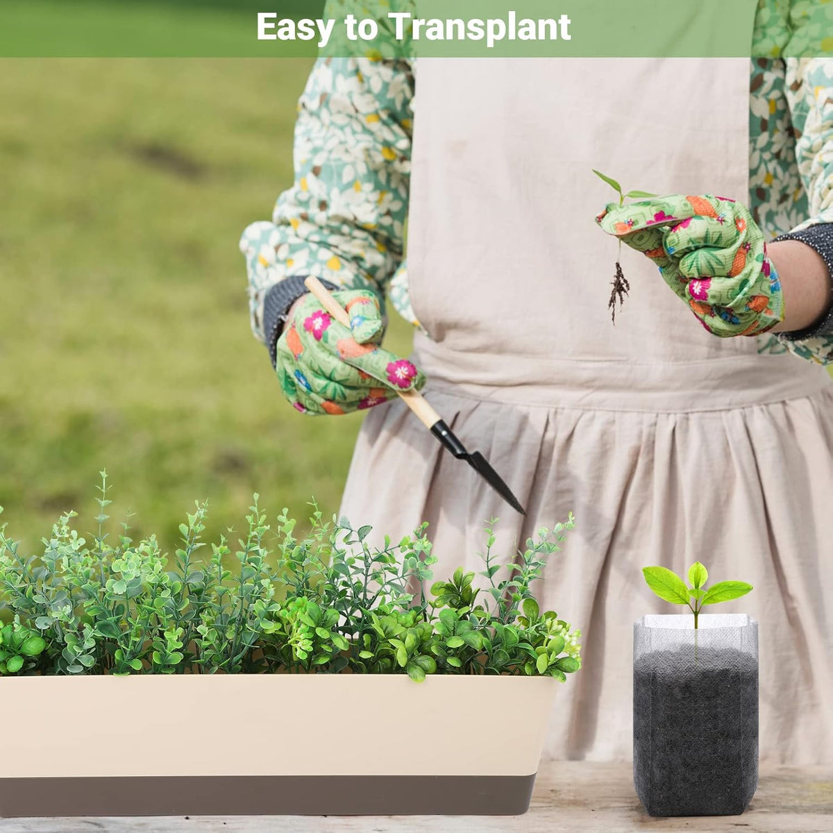 GREANER 100PCS Biodegradable Plant Bags, 5.9x6.3 inches Non Woven Seedling Bags for Planting, Garden Seed Starters Pouchs for Vegetables, Flowers, Indoors and Outdoor Use
