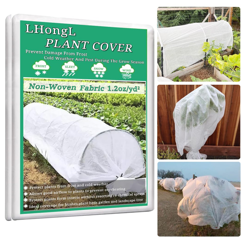 LHongL Plant Covers Freeze Protection with Ultra Fine Mesh Reusable Floating Row Cover for Plants Vegetables Flowers Fruits Frost Sun Protection 1.2oz/yd² (8x33ft)