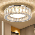 Dimmable Crystal Modern LED Flush Mount Ceiling Light,Chrome 11 Inch Small Chandelier 24W 5CCT 3000K-6000K Hallway Close to Ceiling Light Fixtures for Kitchen,Entryway,Laundry Room,Bedroom
