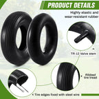 4 Sets 13'' 4.00-6 Replacement Tire and Inner Tube Set Heavy Duty 4.00-6 Tire and Wheel with TR13 Straight Valve Stem and Ribbed Tire Treads, for Wheelbarrow Trolley Garden Wagon Wheels