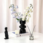 BLOFLO Black Glass Hydroponic Vase, 7Inches Glass Vase for Flower, Modern Geometric Three-Layer Floral Vases for Home Office, Wedding Table Decoration(Black)