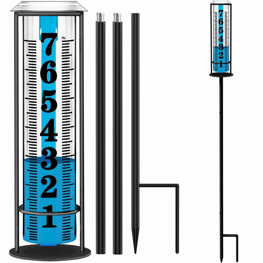 Rain Gauge outdoor, Upgraded Accurate Rain Gauges Outdoors best rated, Thickened Transparent Plastic Rain Measure Gauge for Yard, Adjustable Height Large Rain Measuring Tool for Garden, Easy to Read