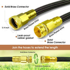 10FT Lightweight Garden Hose,Flexible Water Hose with Solid Brass Head,Kink-Free,Collapsible Hose,High Pressure Flat Water Hose for RV,Boat,Car Wash,Garden,Yard,Camper,Outdoor (GreenBlack, 10 feet)