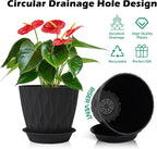 GARDIFE 7/6.5/6/5.5/5/4.5/4 inch Plant Pots, 7 Pack Flower Pots Indoor Outdoor, Planters with Drainage Holes and Tray Saucers (Black)