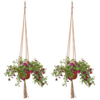 EBOOT 2 Pack 48 Inch Large Macrame Plant Hanger Rope to Hang Flower Pot Plant Holder for Indoor Outdoor Decorations, 4 Legs (Linen Color)