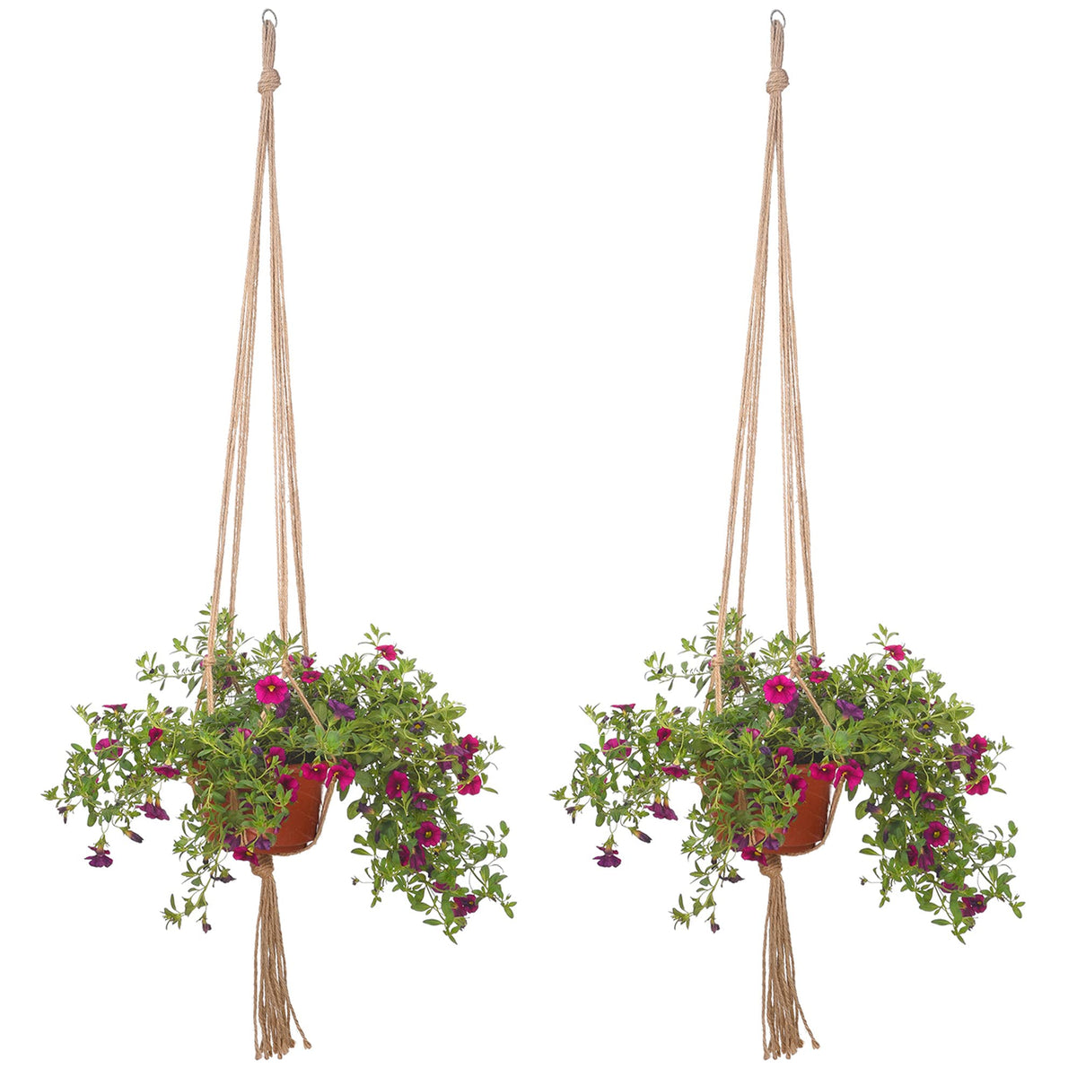 EBOOT 2 Pack 48 Inch Large Macrame Plant Hanger Rope to Hang Flower Pot Plant Holder for Indoor Outdoor Decorations, 4 Legs (Linen Color)