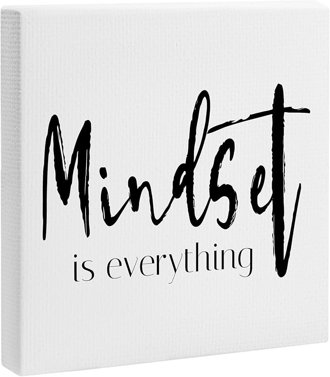 Mindset Is Everything Framed Canvas Print Poster - 11.8’’ Inspirational Quotes Minimalist Canvas Artwork Prints Favors For Friend Family Coworker - Aesthetic Wall Art Decor For Home Bedroom Office-A06