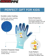 PACIFIC PPE 3 Pairs Kids Gardening Gloves for Age 3-6, Toddler Rubber Coated Garden Gloves, Kids Work Gloves, for Children, Boys and Girls, Multicolor, XXXS