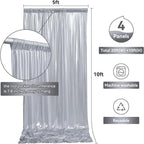 20ftx10ft Silver Sequin Backdrop Curtain for Parties, Wrinkle Free 4 Panels 5x10FT Glitter Photo Backdrop Drapes Shimmer Back Drop Cloth for Wedding Birthday Christmas Photography Background
