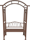 Brown Aluminum Garden Arbor Arch with 2-Seater Bench