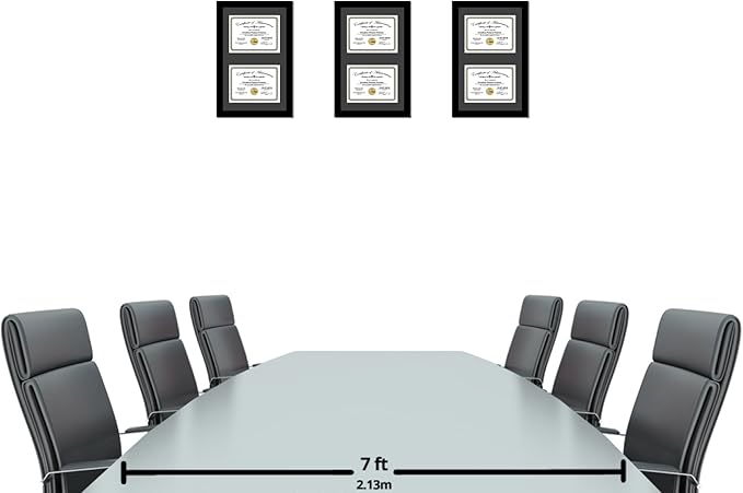 Creative Picture Frames 14X20Bk-B Black Vertical Double Diploma Frame With 2 Opening Black Mat, Holds 2-8.5X11-Inch Documents With Wall Hanger