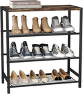 HOMEFORT 4-Tier Shoe Rack Organizer, Shoe Tower for Closet, Shoe Storage Shelf with MDF Top Board, Each Tier Fits 3 Pairs of Shoes, Entryway Shoes Organizer with Sturdy Metal Shelves, Rustic Brown
