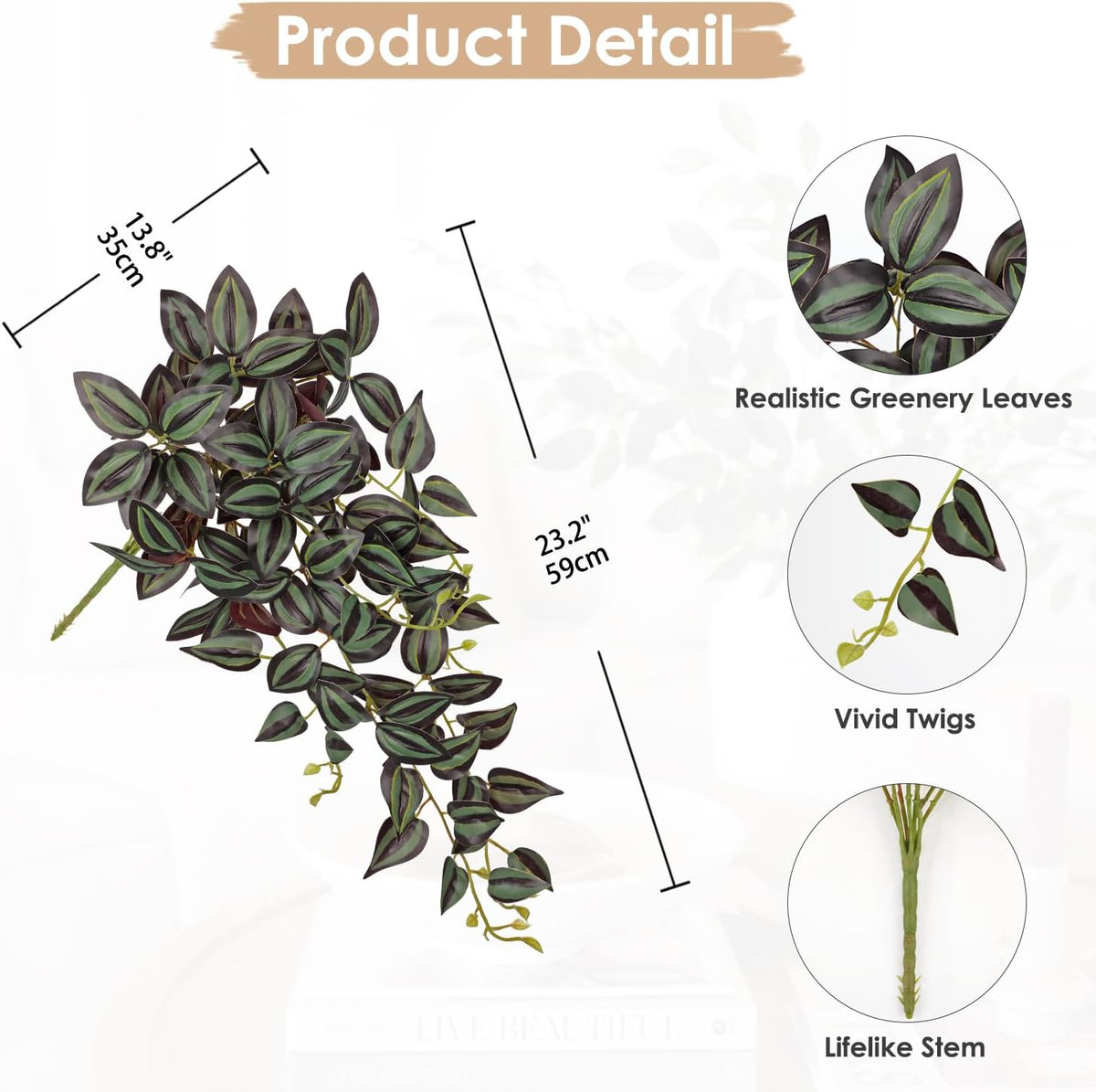 DILATATA Fake Hanging Plants Artificial Hanging Plants 26" Faux Wandering Jew Hangings Leaves Plant for Wall Shelf Home Indoor Outdoor Decor - 2 Pack