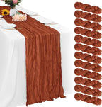Aktor 12 Pack Terracotta Table Runner Boho Cheesecloth Table Runner Semi Sheer Gauze Fabric Runners for Wedding Birthday Baby Shower Party Boho Table Decoration（Terracotta）