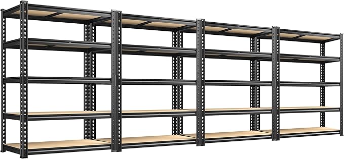 REIBII 2020LBS Storage Shelves 5 Tier Garage Shelving Heavy Duty Adjustable Garage Shelves, Utility Rack Shelf, Shelving Units for Storage Warehouse Pantry Closet, 35.5" W x 11.9" D x 72" H, 4 Pack