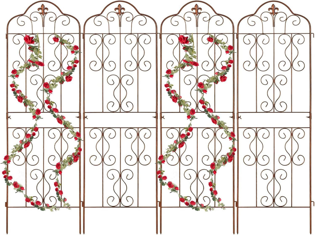 hogardeck 4 Packs 60 * 18 inch Metal Garden Trellis for Climbing Plants Outdoor,Heavy Duty,Gold Coating Rustproof Trellis for Rose, Vegetable, Flowers, Expandable,Perfect for Training Climbing Plants