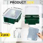 Qualirey 4 Pcs Rat Bait Station 8.86 x 7.28 x 3.62 in Rat Traps with Openable Lid, Blocks Boxes with Keys for Big Mouse, Keeps Children and Pets Safe Indoor & Outdoor, Bait Not Included (Clear,Green)