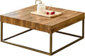 31.5'' Modern Square Coffee Table for Living Room, Metal Legs Large Coffee Table, Wooden Tea Table Top for Dining Room Office Small Space
