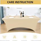 2-Pack 8ft Spandex Table Covers for Rectangle Folding Tables - Washable Elastic Tablecloth - Ultimate Fitted Table Protector for Birthday Parties, Trade Shows, Banquet