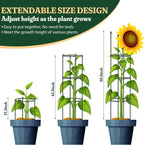Round Heavy Duty Tomato Cage - 55 Inch Steel Core Plastic Coated Garden Trellis, 4-Post Rustproof Plant Support for Tomato/Cucumber/Beans, No Tools Snap Assembly, Spare Parts Available