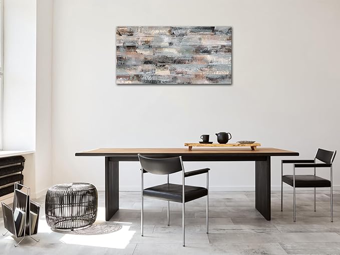 NINEASO Gray Abstract Canvas Wall Art - Grey Brown Picture for Wall Decor Fabric Of Time Canvas Painting Abstract Prints Artwork for Living Room Bedroom Home Office Wall Decoration 20" x 40"