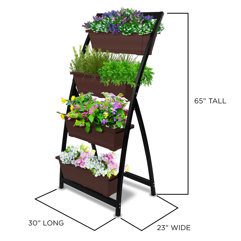6-Ft Raised Garden Bed - Vertical Garden Freestanding Elevated Planter with 4 Container Boxes - Good for Patio or Balcony Indoor and Outdoor - Perfect to Grow Vegetables Herbs Flowers