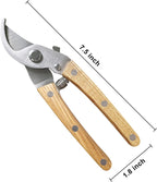 Pruning Shears, 7.5 Inch Garden Shears with 5/8 Inch Cut Capacity, Wood Clip Steel Handle, Professional Garden Clippers and Gardening Scissors, with Spare Spring