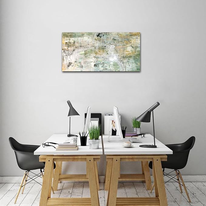NINEASO Brown Green Abstract Wall Art - Unearthed World Abstract Canvas Pictures for Wall Decor Modern Abstract Canvas Painting Artwork for Living Room Bedroom Home Office Wall Decorations 20" x 40"