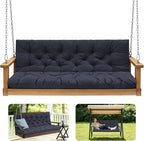 Porch Swing Cushions,Outdoor Cushions 3 Seater Replacement with Backrest, Waterproof Thickened Bench Cushion with Ties for Porch, Patio,Outdoor, Backyard and Garden (Navy Blue 40 * 40 in)
