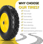 4.80/4.00-8 Solid Wheelbarrow Tire and Wheel 16" Flat-Free Tire with 3" Centered Hub 5/8" & 3/4" Bearings Fits Garden Cart, Hand Truck, Wagon,Trolleys and Trailers