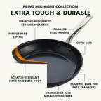 GreenPan Chatham Black Prime Midnight Hard Anodized Healthy Ceramic Nonstick, 12" Frying Pan Skillet with Lid, PFAS-Free, Dishwasher Safe, Oven Safe, Black