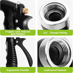 Metal Water Spray Nozzle, Grip Strength Adjustable Handheld Hose Nozzle, Adjustable Water Nozzle Spray with High Pressure for Watering Plants and Lawn, Car Washing, Patio and Pet Washing.