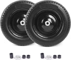 (2-PACK) 4.80/4.00-8" Flat Free Tire and Wheel - Universal Fit 14.5" Solid Wheelbarrow Tires with 3" Hub and 5/8" Bearings – Extra Adapter kit includes 3/4" Ball Bearings, 1" and 1/2" Nylon Spacers