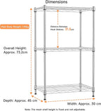 IZEUK 3 Tier Metal Wire Shelving Rack Storage Shelves for Kitchen, Bedroom, Living Room or Laundry Room, Chrome, 17.7" W x 11.8" D x 28.8" H