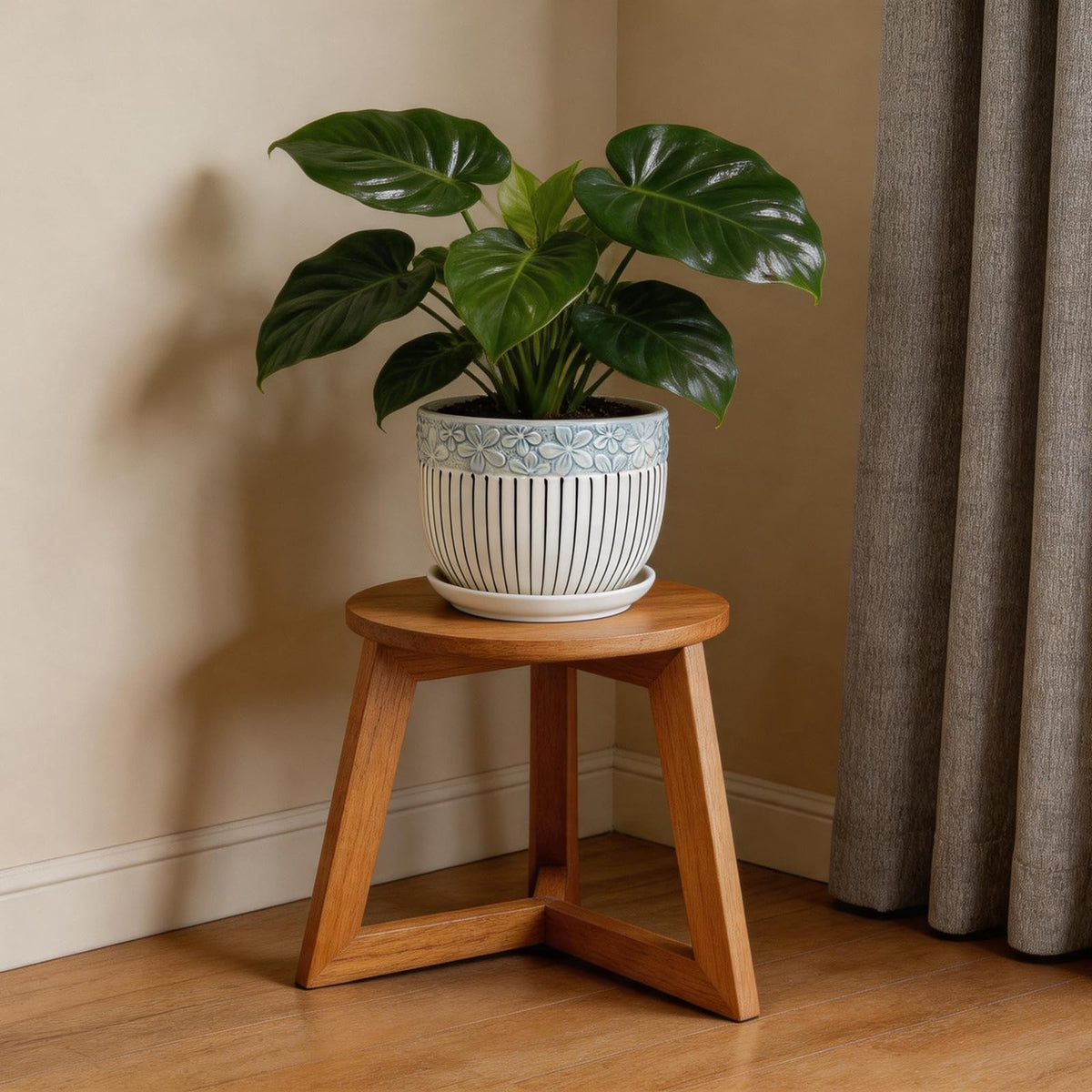 FOLKLORE13 Vintage Flower Pots for Indoor Plant, Round Ceramic Plant Pots with Drainage Holes and Saucers, 6.7/5.2/3.9 Inches Retro Flower Planters Set of 3