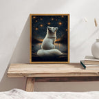 Djmwtb White Fox Framed Wall Art Starry Night Canvas Wall Art Nature Landscape Art Prints Woodland Animal Pictures Painting Wall Decor Artwork for Living Room 8x10in