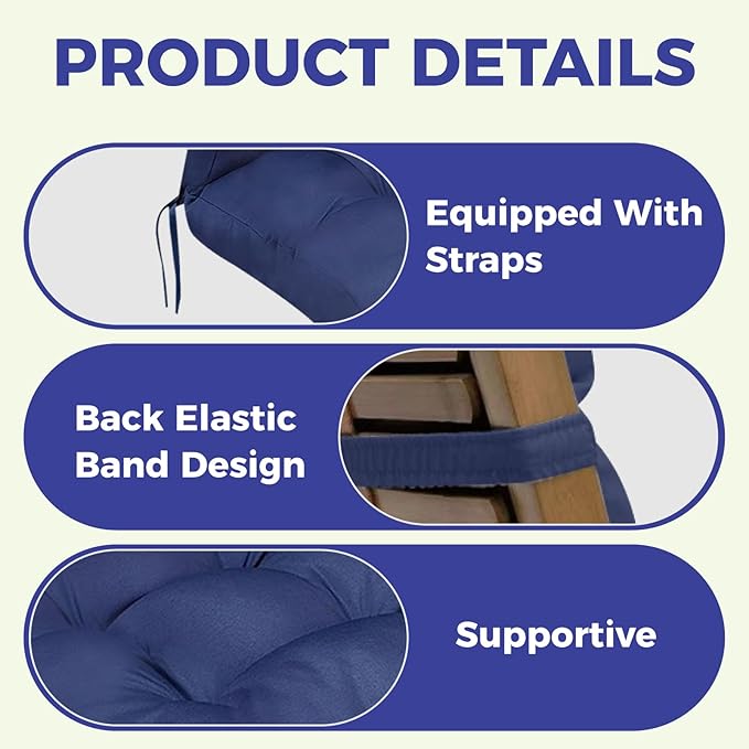 Outdoor Chair Cushions Waterproof Set of 2 Printing Tufted Adirondack Cushion Anti-Slip Thickened High Back Patio Seat Pads 47"*19.68"*3.9" Hawaii