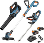SENIX X2 20 Volt Max* 3-Piece Cordless Power Tool Combo Kit with Battery Powered 10" String Trimmer, Variable Speed Leaf Blower, 18" Hedge Trimmer, Includes 2 Batteries & Battery Charger (S2K3B2-01)