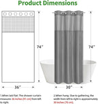 Stall No Hook Shower Curtain with Snap-in Fabric Liner Set,Waffle Weave Shower Curtains for Bathroom,Hotel Luxury Decor Bathroom Curtain Set,Waterproof & Washable,Grey,36Wx74H
